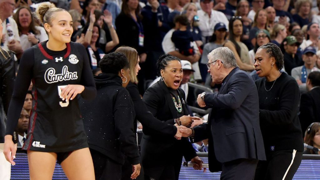 There was a heated clash between 'disappointed' Auriemma and Staley after the defeat.